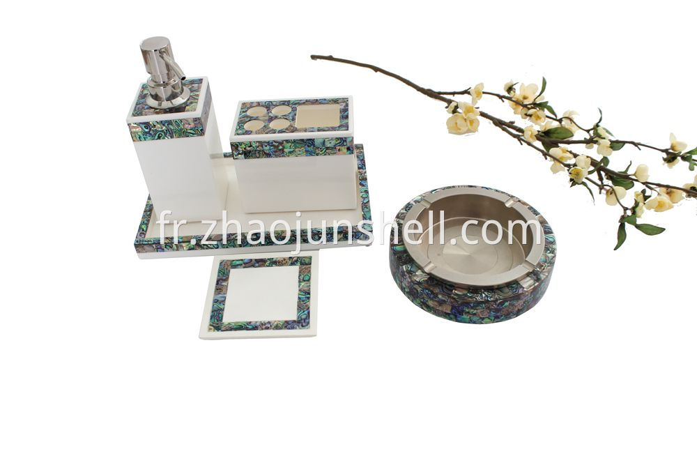 Hotel Bathroom Accessory Set with Paua Shell